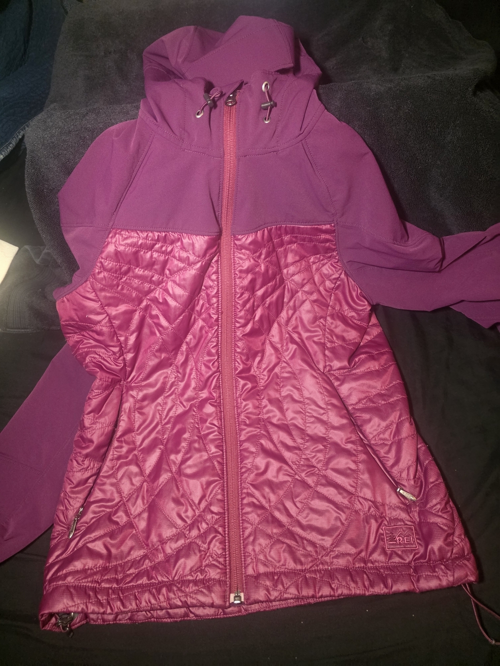 REI Womens Purple Quilted Hooded Jacket